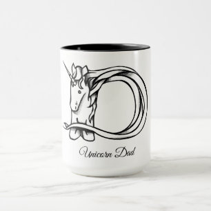 Tasse Monogramme D Unicorn papa ou votre texte