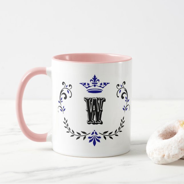 Tasse Monogramme de couronne 'W' (Avec donut)