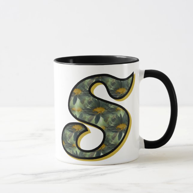 Tasse Monogramme de marguerite initiale S (Droite)