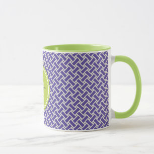 Tasse Monogramme géométrique en arête de poisson pourpre