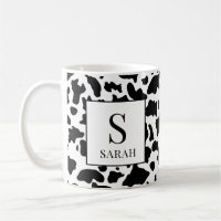 Tasse Monogramme Initial Nom Imprimé Vache Tendanc