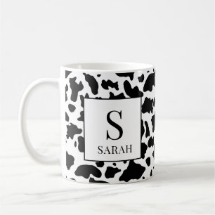 Tasse Monogramme Initial Nom Imprimé Vache Tendanc