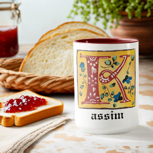 Tasse Monogramme Lettre K Enlumineur Florale Médié