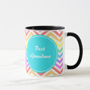 Tasse monogramme moderne, cool, tendance chevron arc-en-