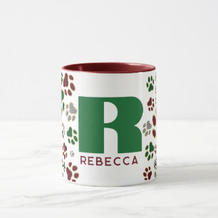 Tasse Monogramme Patte de Chien Plaid Buffalo de N