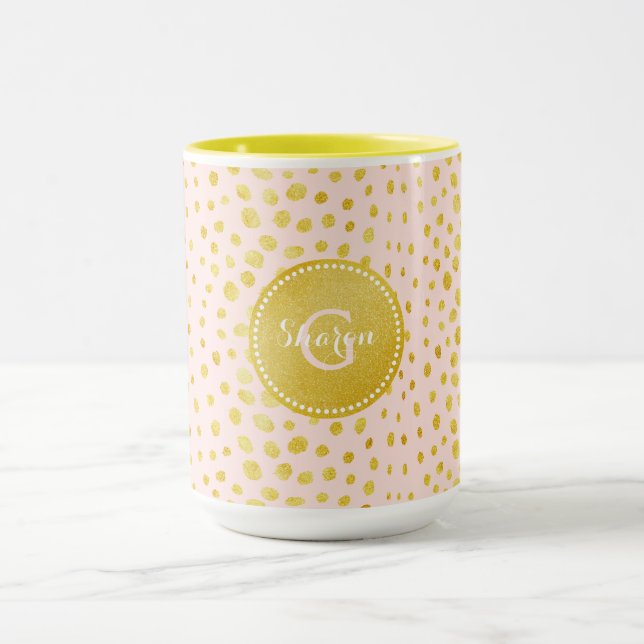 Tasse Monogramme rose chic d'impression de guépard de (Centre)