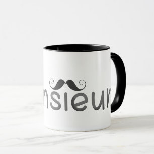 Tasse MONSIEUR Fun French Citation & Moustache