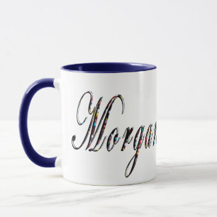 Tasse Morgan, Nom, Logo, Bleu Combo Café Mug.
