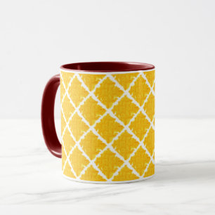 Tasse Motif À damiers jaune/orange avec poignée rouge
