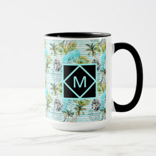 Tasse Motif abstrait de palmier d'aquarelle