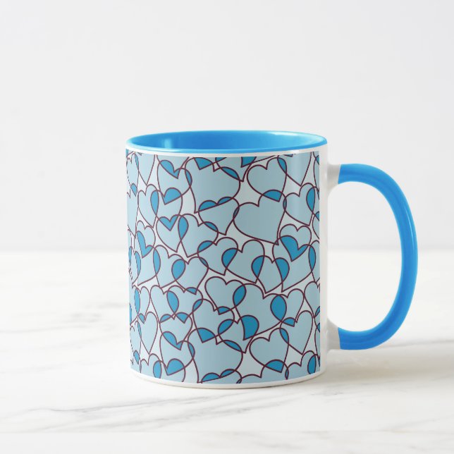 Tasse Motif bleu moderne mignon de coeurs (Droite)