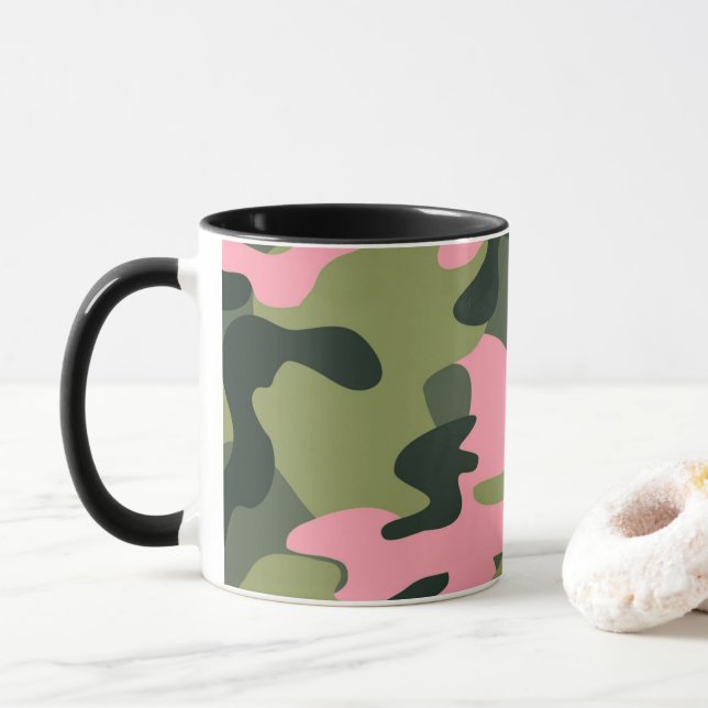 Tasse Motif Camouflage rose et vert pour fille (Avec donut)