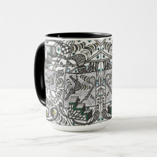 tasse motif carrelée noir et blanc