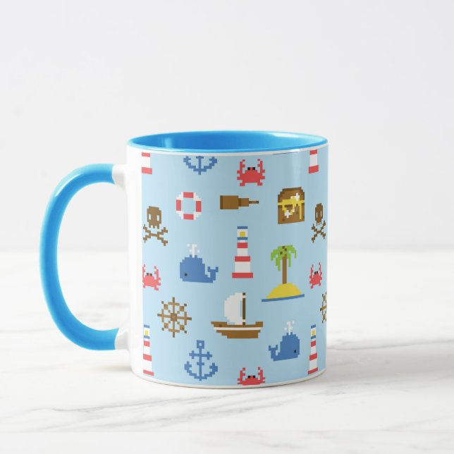 Tasse Motif d'art maritime Pixel (Gauche)
