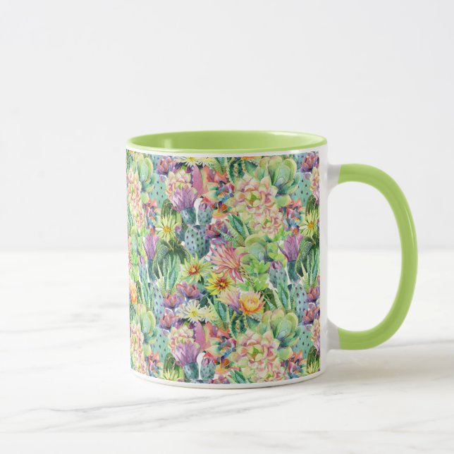 Tasse Motif de cactus d'aquarelle en fleurs exotiques (Droite)