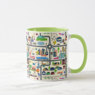Tasse Motif de carte de ville