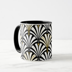 Tasse Motif de fan d'art déco - noir et blanc