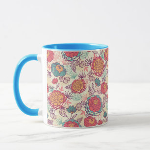 Tasse Motif de fleurs et de feuille de pivoine