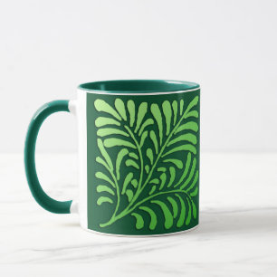 Tasse Motif de fougères Art déco - tons verts