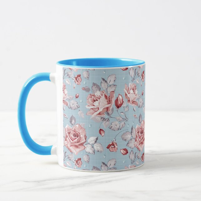 Tasse Motif de papier peint d'élégance des roses roses 2 (Gauche)