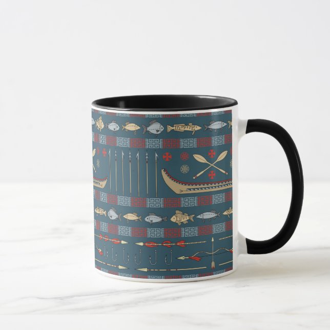 Tasse Motif de pêche ethnique (Droite)