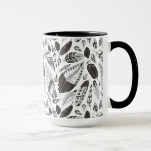 Tasse Motif de plumes noir et blanc