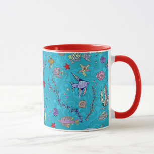 Tasse Motif de poisson turquoise