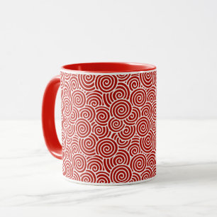 Tasse Motif de remous de Japonais - rouge-foncé et blan
