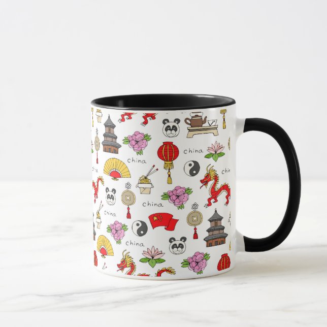 Tasse Motif de symboles de la Chine (Droite)