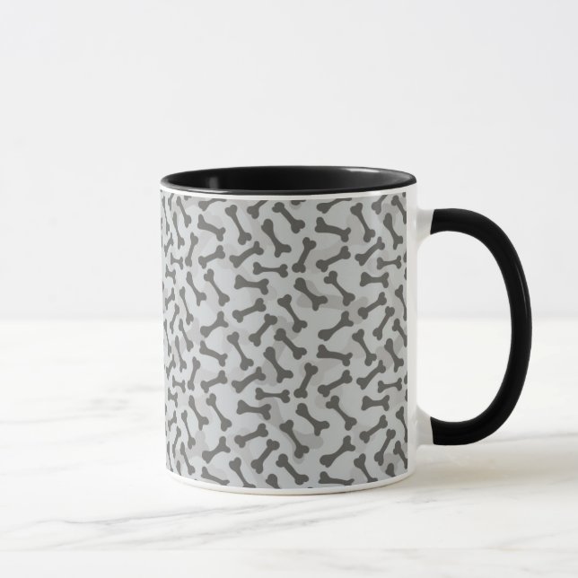 Tasse Motif de texture d'os à fond gris (Droite)