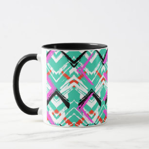 Tasse Motif de zigzag turquoise tiré par la main