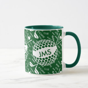 Tasse Motif décoré d'un monogramme pour le golfeur