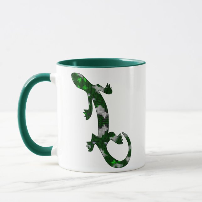 Tasse Motif en mosaïque verte Gecko Lizard Reptile Art (Gauche)
