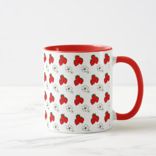 Tasse Motif Fleur et Fraise Rouge Rétro