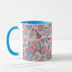 Tasse Motif floral avec l'oiseau et le papillon
