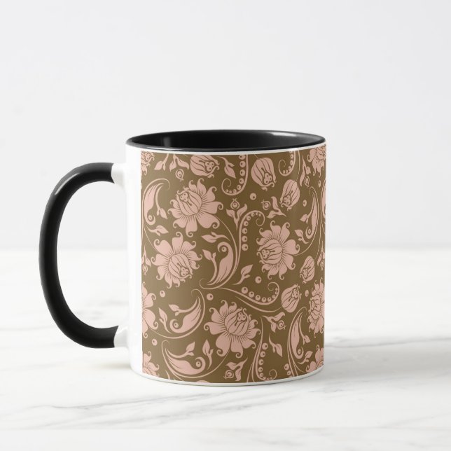 Tasse Motif floral de rose et de brun (Gauche)
