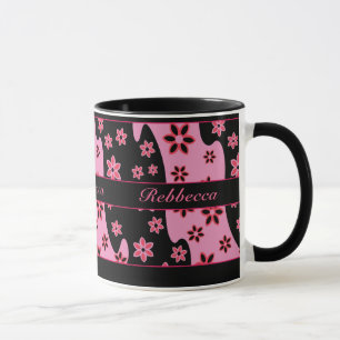 Tasse Motif floral rouge noir rose personnalisé