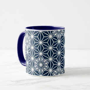 Tasse Motif japonais Asanoha - indigo bleu & blanc