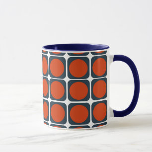Tasse motif les années 70 rétro dans orange et bleu