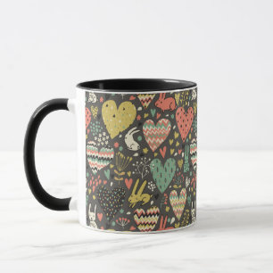 Tasse Motif mignon de lapins d'amour avec des coeurs