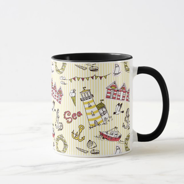 Tasse Motif mignon de scène de plage (Droite)