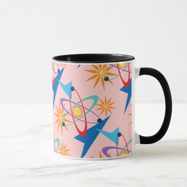 Tasse Motif multicolore rétro de l'ère spatiale (Droite)