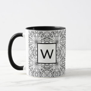 Tasse Motif noir et blanc avec Monogramme (2 côtés)