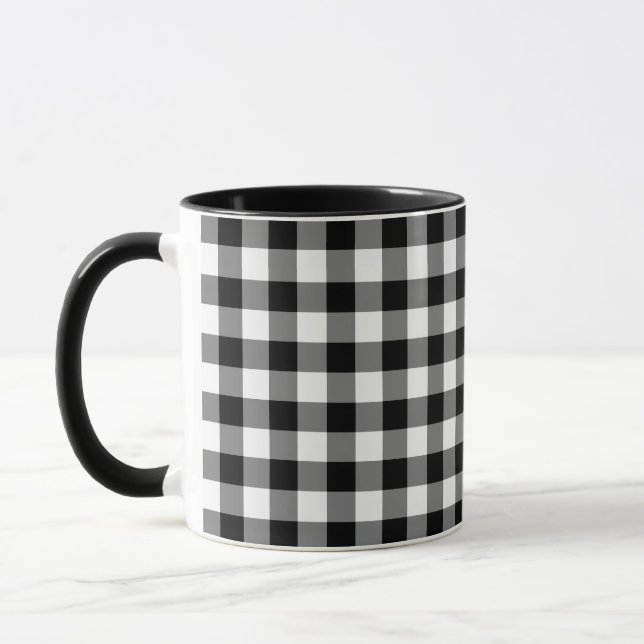 Tasse Motif noir et blanc de guingan (Gauche)