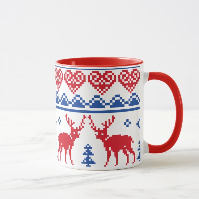 Tasse Motif nordique de renne de Noël (Droite)