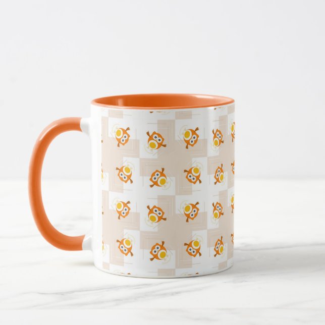 Tasse Motif orange d'illustration de hibou (Gauche)