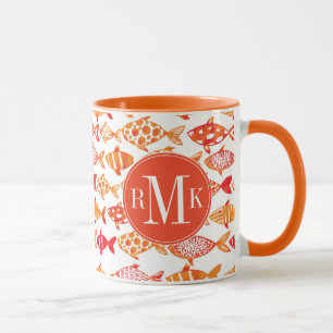 Tasse Motif orange lumineux de poissons d'aquarelle