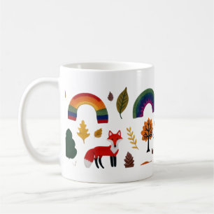 Tasse motif renard tricoté cosy et bois automnal