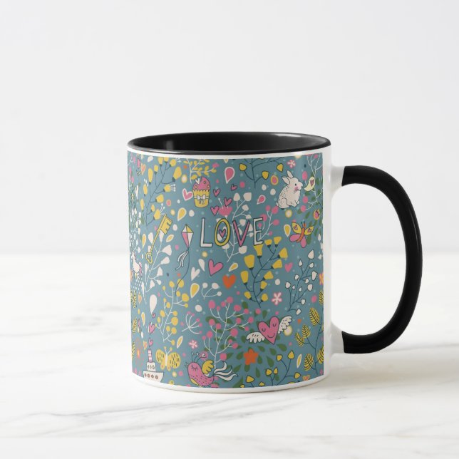 Tasse Motif romantique abstrait avec la bande dessinée (Droite)