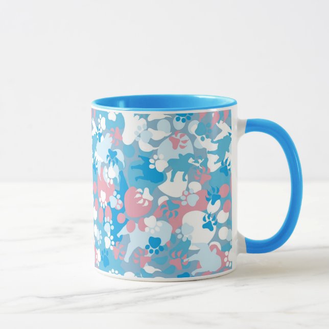 Tasse Motif rose et bleu de chien de camouflage (Droite)